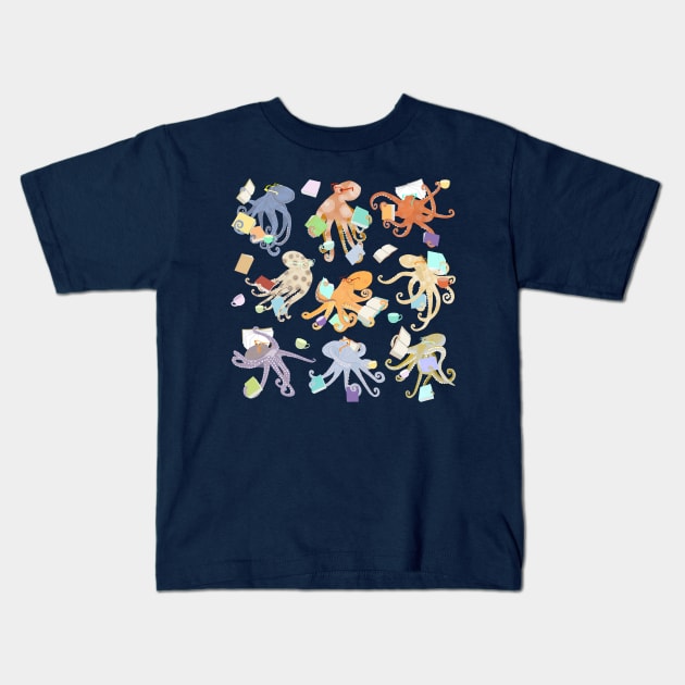 Reading Octopuses Kids T-Shirt by ahadden